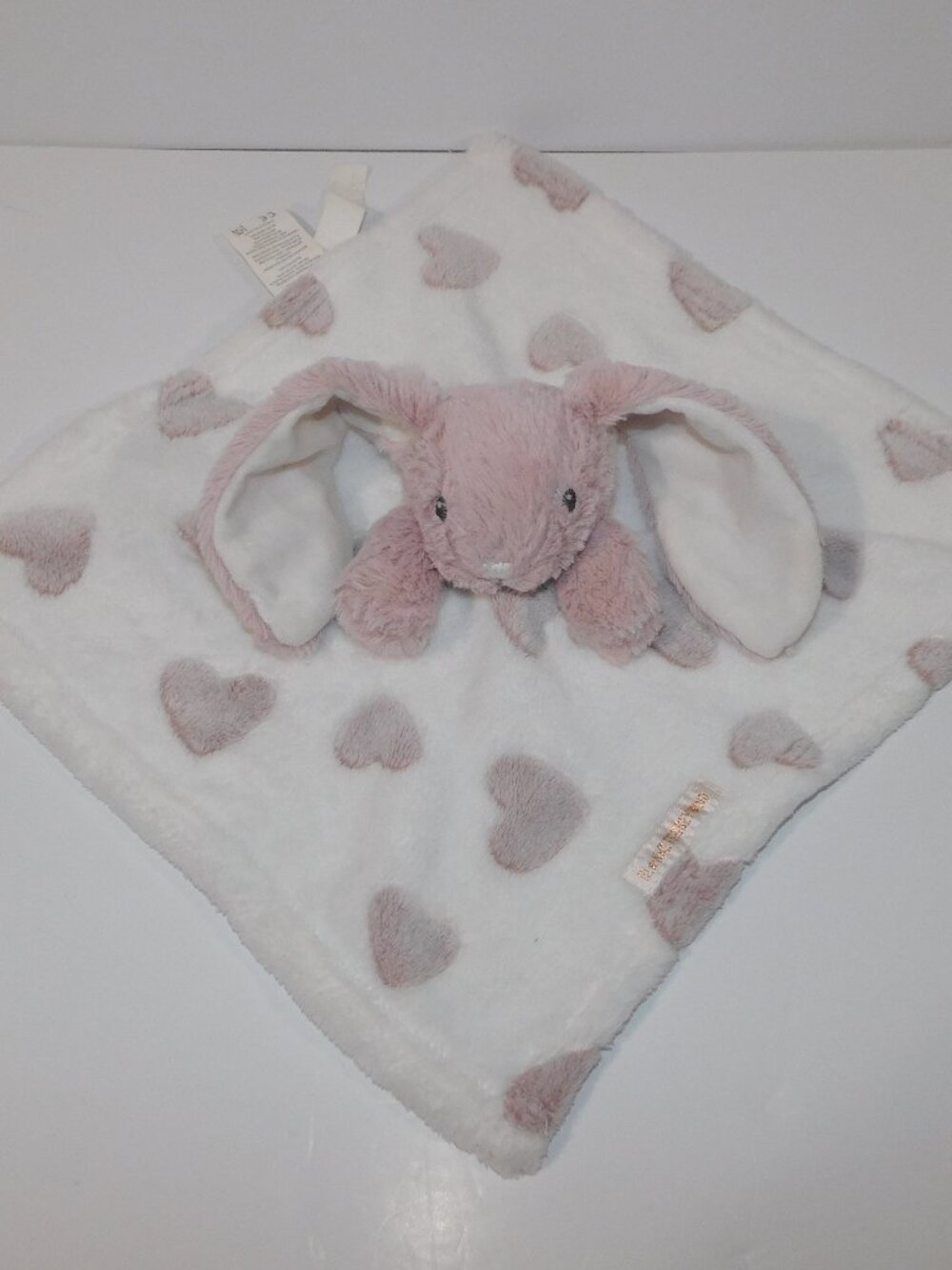 Blankets &Beyond Bunny Rabbit Security Blanket Mauve Pink Dusty Rose Hearts Baby